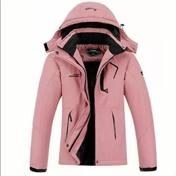 MOERDENG Women's Hooded Ski Jacket Size Small Pink New With Tags - Picture 1 of 12